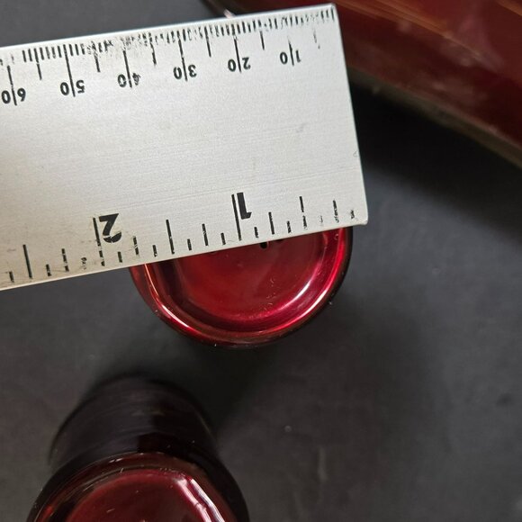 Vintage Japanese Lacquerware Ashtray & Salt Pepper Set Red & Black w Gold Pagoda - Picture 7 of 9